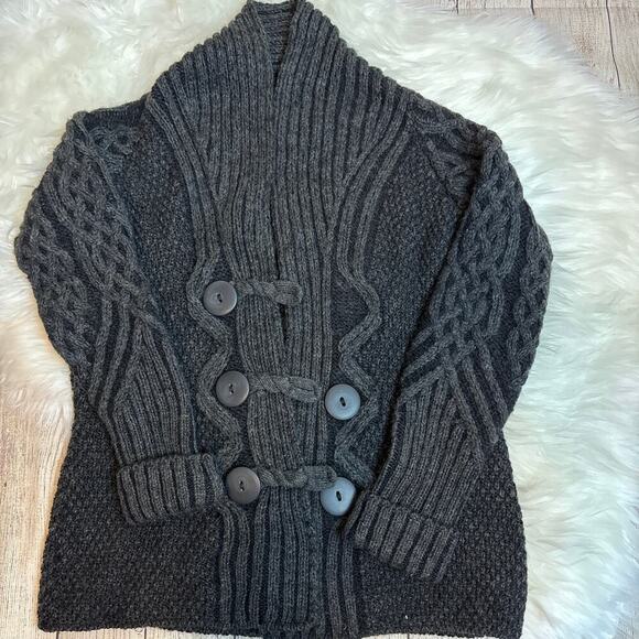 Inis Craft 100% Merino Wool Made in Ireland Cardigan Dark Gray Size M - Picture 6 of 6